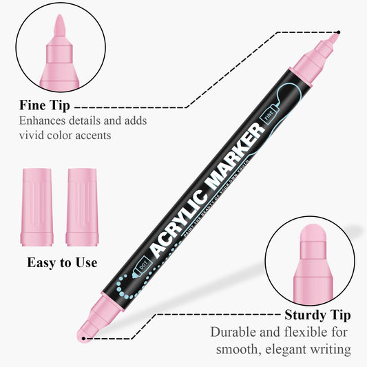 Acrylic Paint Markers, 24 Colors Paint Pens Acrylic Markers for Rock Painting Supplies, Wood, Ceramic, Glass, DIY Crafts, Scrapbook & Art Supplies for Classroom Must Haves.