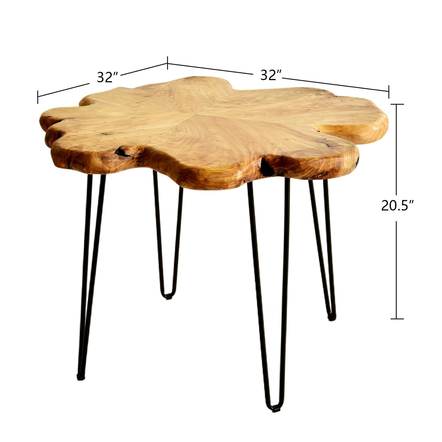 WELLAND Live Edge Cedar Coffee Table 32" W x 32" D x 20.5" H Rustic Round Table for Living Room, Patio, Bedroom, Home Office