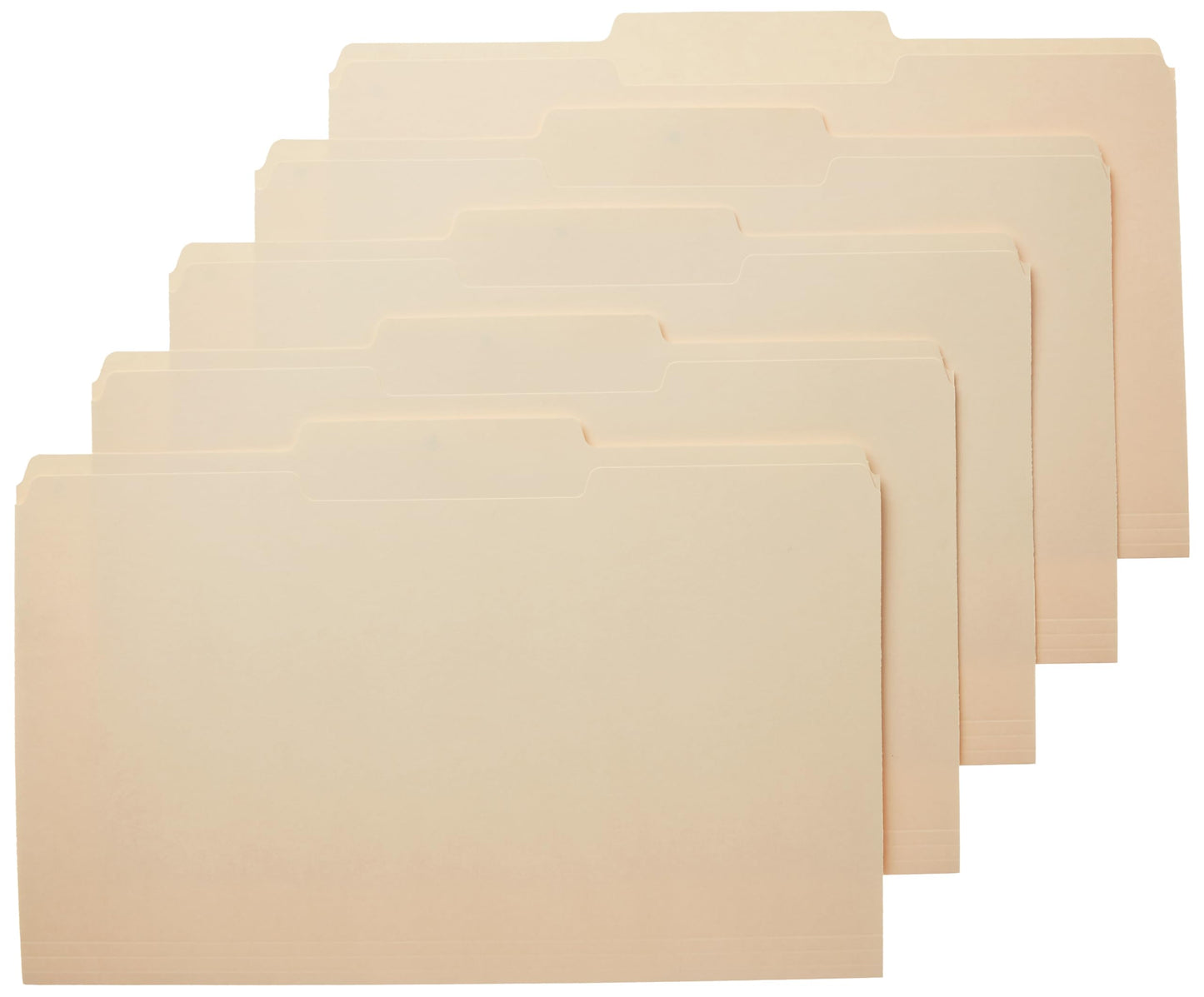 Amazon Basics File Folders with Tabs for Filing, 1/3-Cut Tab, Assorted Positions, Letter Size, Manila, Pack of 100