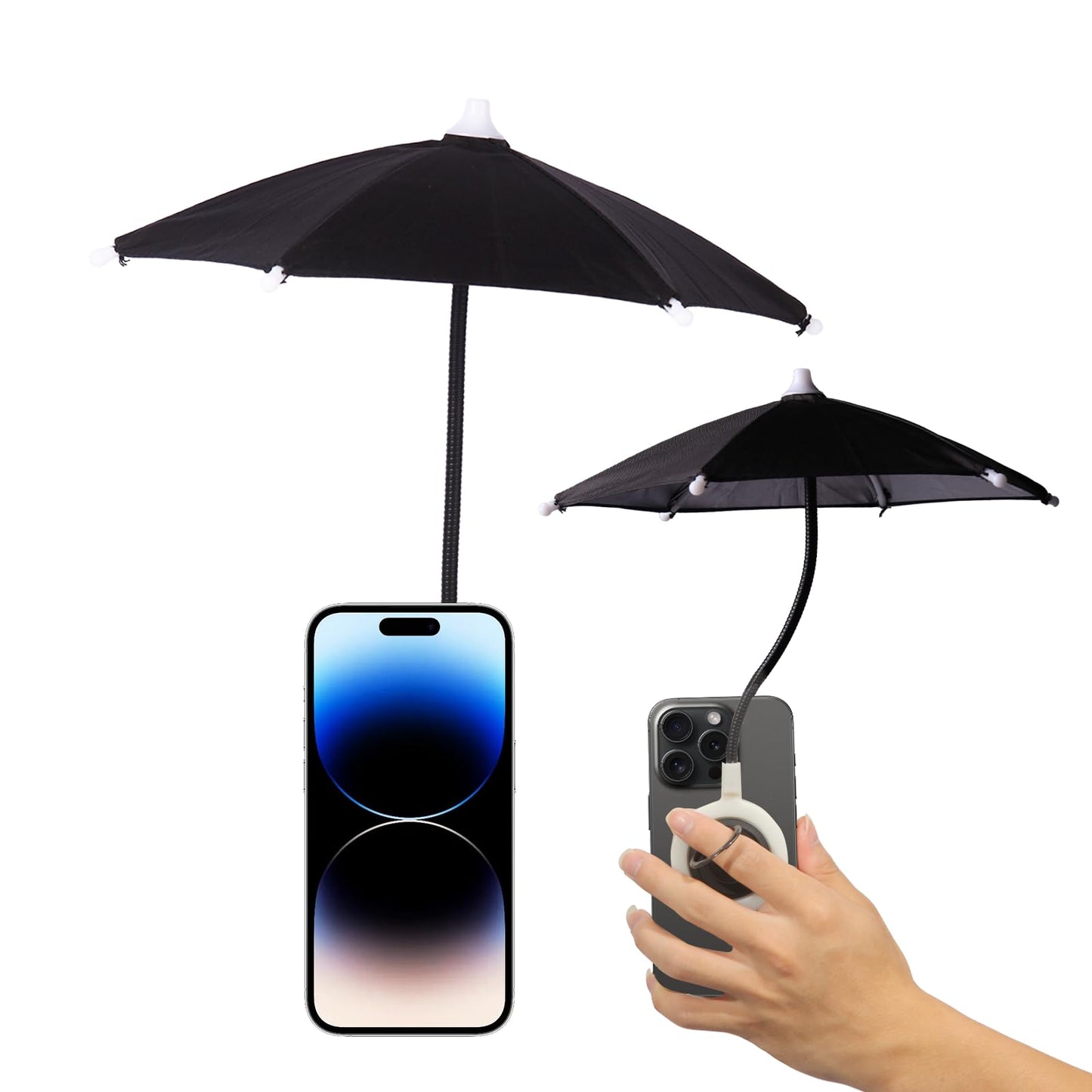 CxStarLiCU Magnetic Phone Umbrella For Sun, Umbrella for iPhone 15 14 13 12 Pro Max Plus, Smart Phone Sun Shade Shield with Bendable Design, Against Outdoor Bright Sunlight Anti-Glare Anti-Reflect