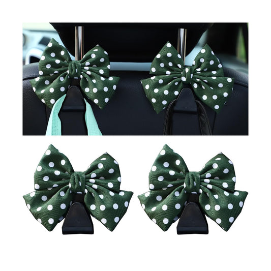 Mandark 2PCS Car Seat Headrest Hooks, Cute Bow Vehicle Hooks for Purses and Bags, Automotive Purse Hook Hanger Interior Decoration Accessories, Universal for SUV, Sedan, Truck (Black Line)