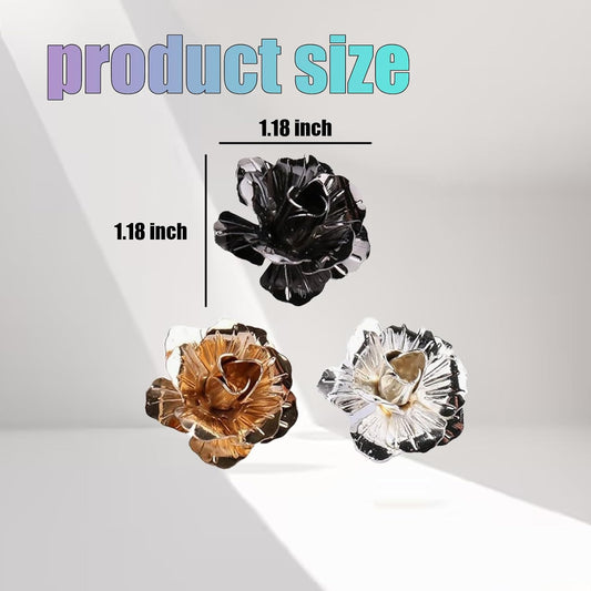 Elegant Flower Lapel Pins for Men – Set of 3 Floral Boutonniere Pins for Suits, Blazers & Tuxedos – Stylish Men's Accessories for Weddings, Parties, Business & Formal Occasions