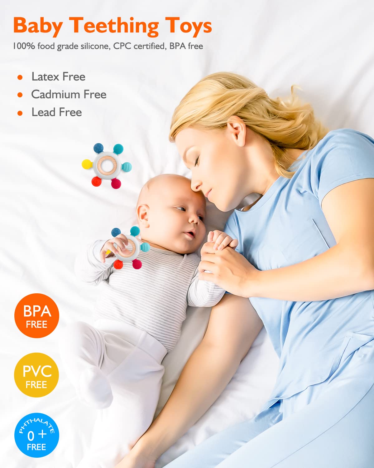 akolik Baby Teething Toys, Teething Relief Toy, BPA Free Baby Chew Toys Infant Toys Newborn Accessories, Teethers for Babies 0-3-6-9-12 Months Old Boys Girls