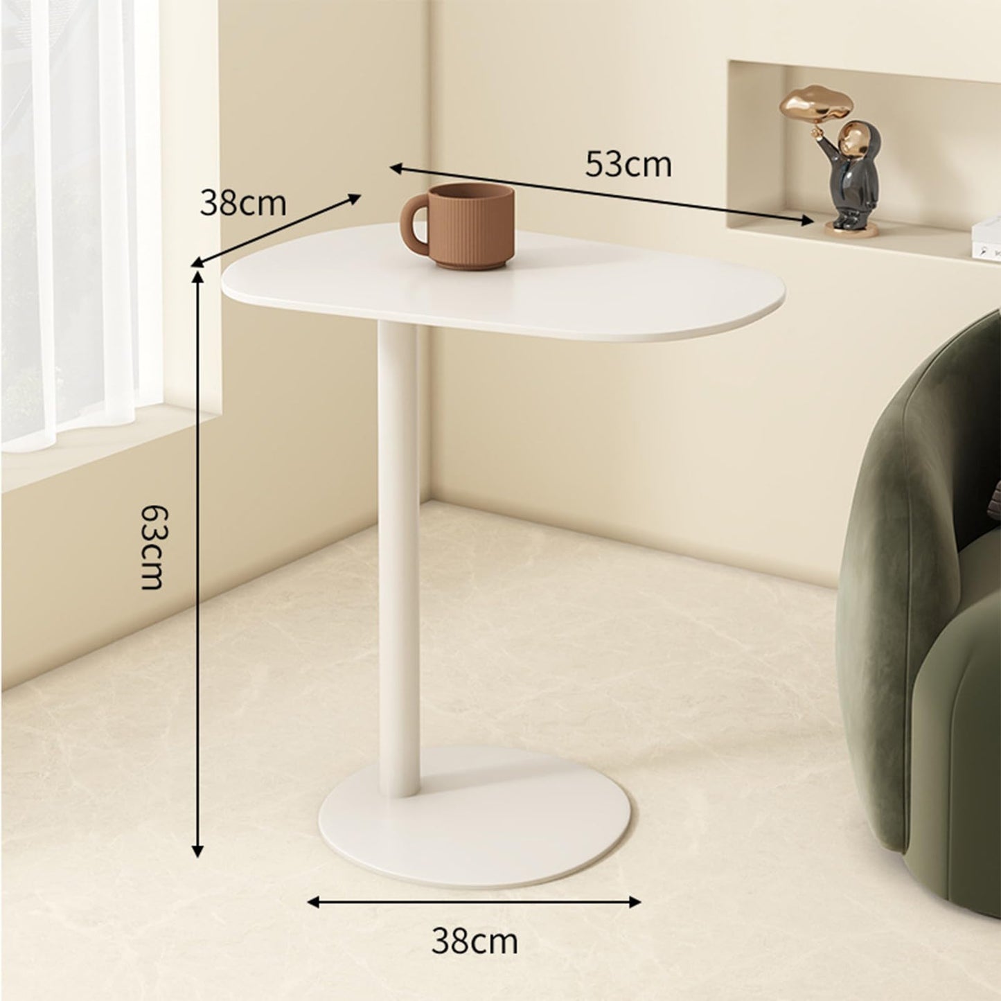 Modern Metal Side Table C Shaped End Table for Couch Slim Sofa Side Table Snack End Table Tv Trays for Eating On Couch for Dining Room, Living Room, Cafe and Balcony (1Pack)