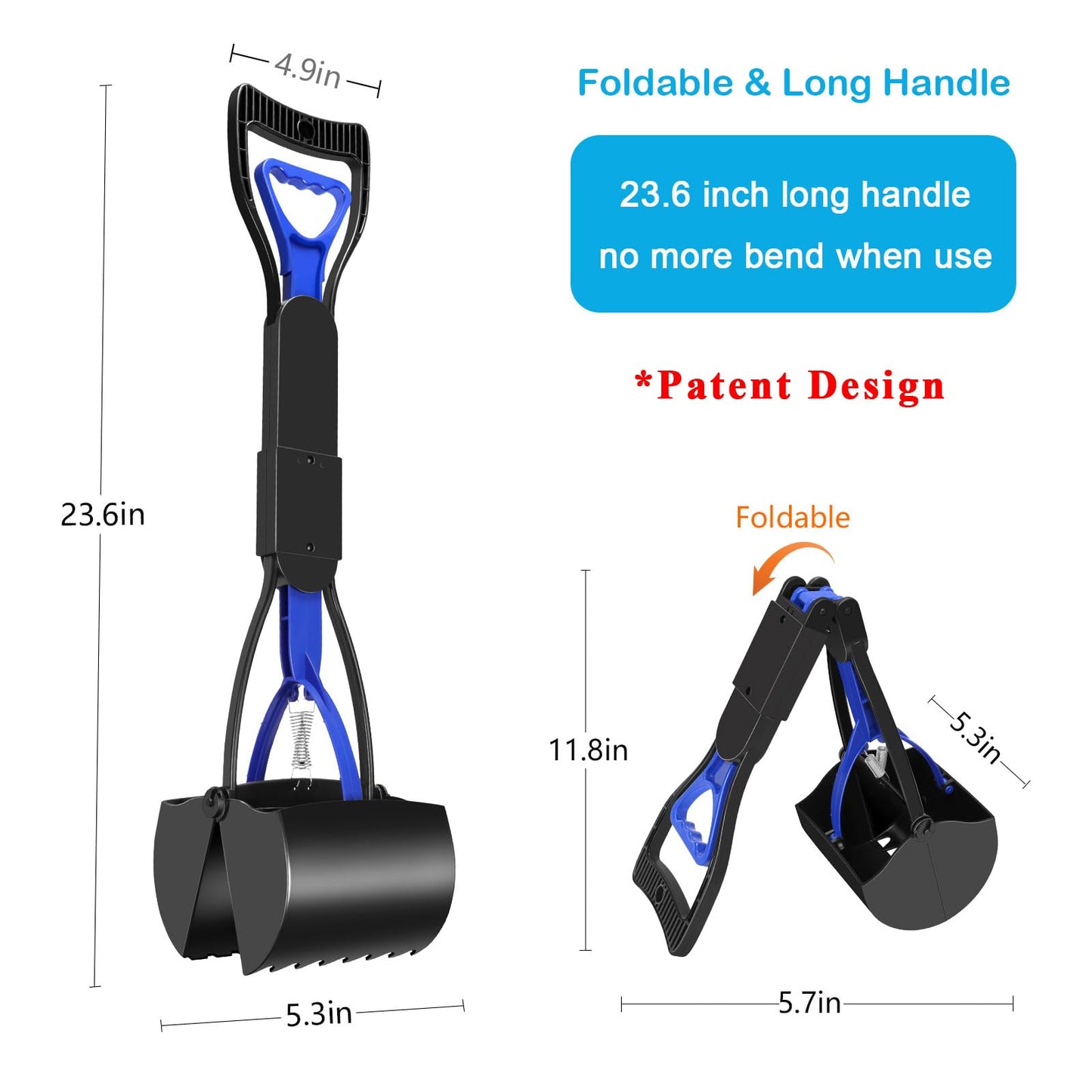 UPSKY Pooper Scooper for Large Small Dogs, Folding Dog Poop Scooper, Durable Spring and Premium Materials,Easy to Use for Grass, Dirt, Gravel Pick Up Shovel