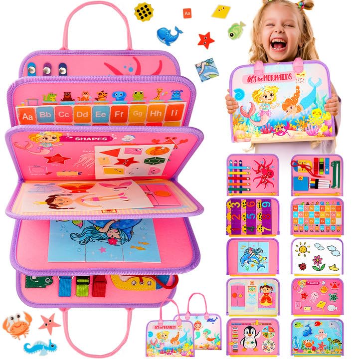 Busy Board, Montessori Toys for 1 2 3 Year Old - Toddler Toys for Ages 2-4 Boy Birthday Gift, Busy Book for toddlers 1-3, Toddler Learning Activities, Educational Learning Toy for Airplane Car Travel