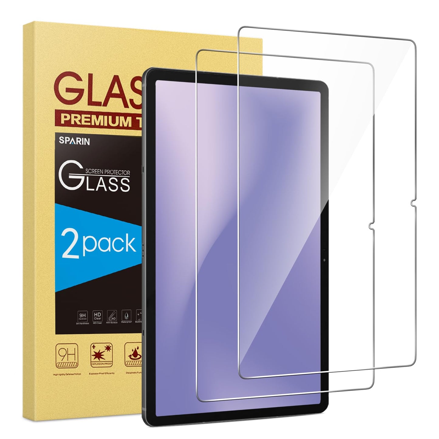 SPARIN Screen Protector for Samsung Galaxy Tab S10 Plus/S9 Plus/S9 FE Plus/S7 FE 5G/S8+ 12.4 Inch, HD Tempered Glass for galaxy Tablet S10+, Anti-Scratch, High Response -2 Pack