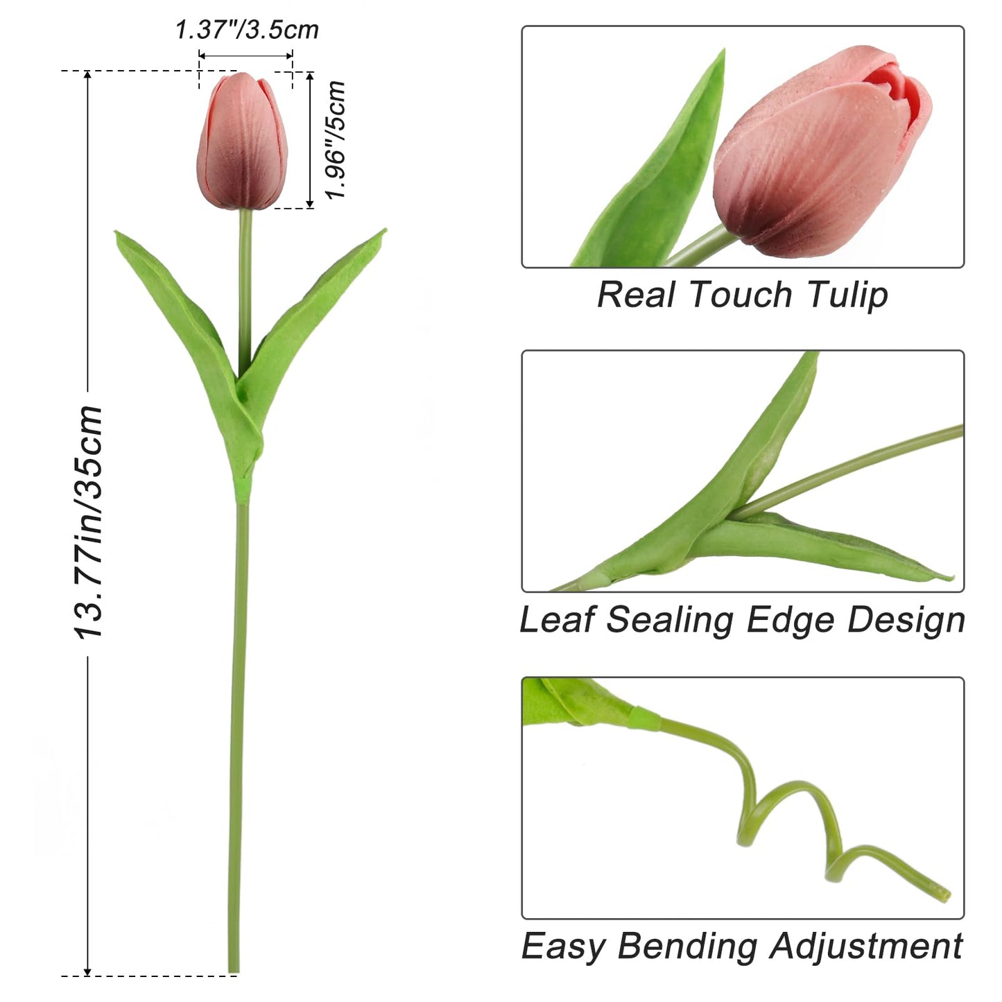 Beferr 18pcs Tulips Artificial Flowers Faux Tulip Real Touch Tulip Fake Flowers Bouquets Arrangements for Mothers Day Spring Easter Wedding Home Table Decor Purple