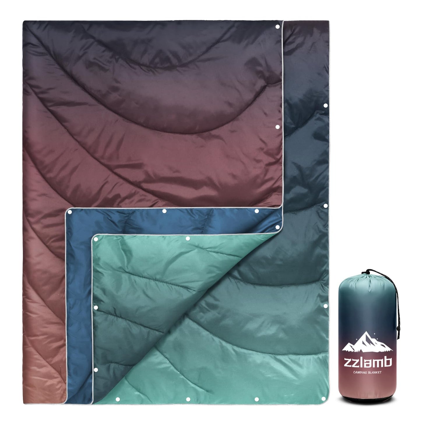 zzlamb Camping Blanket, Outdoor Lightweight Travel Blanket Puffy Portable Down Alternative, Windproof Warm Cloak with Snaps, Cozy Quilt Backpacking Picnic RV Plane Car Hammock Beach Climbing