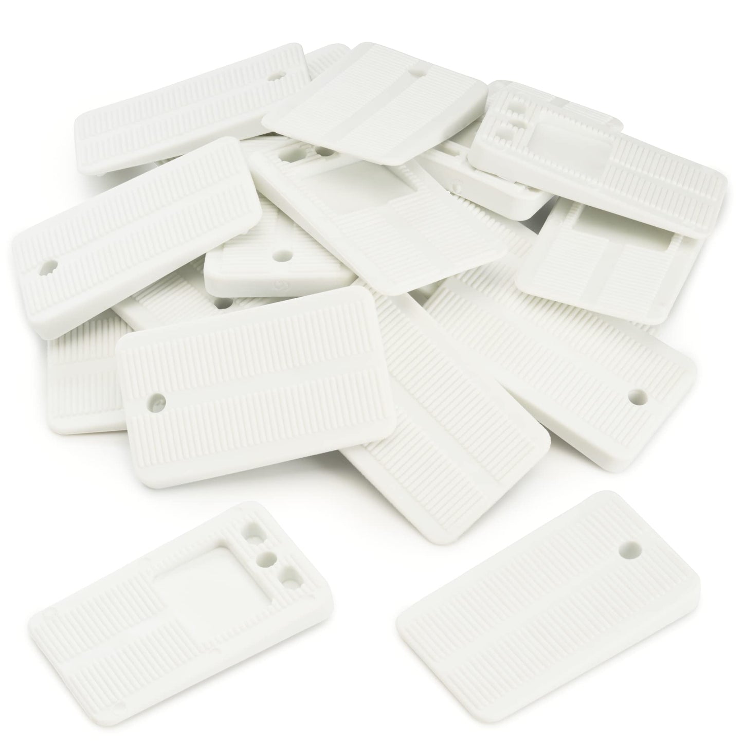 Qualihome Plastic Shims for Leveling - Flexible Nonslip Furniture Levelers - Multi-Purpose Wedges, Table Stabilizers, Toilet Shims - White, 20-Pack