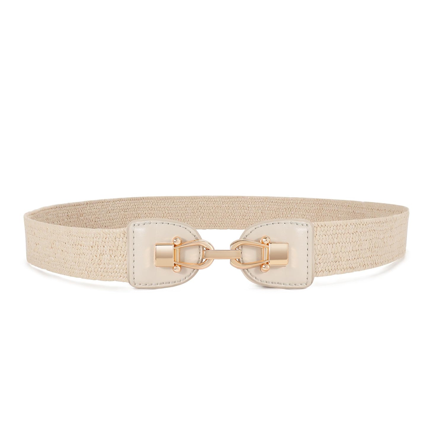 JASGOOD Stretchy Belt Women Straw Woven Elastic 1.4" Belt Skinny Boho Rattan for Dress