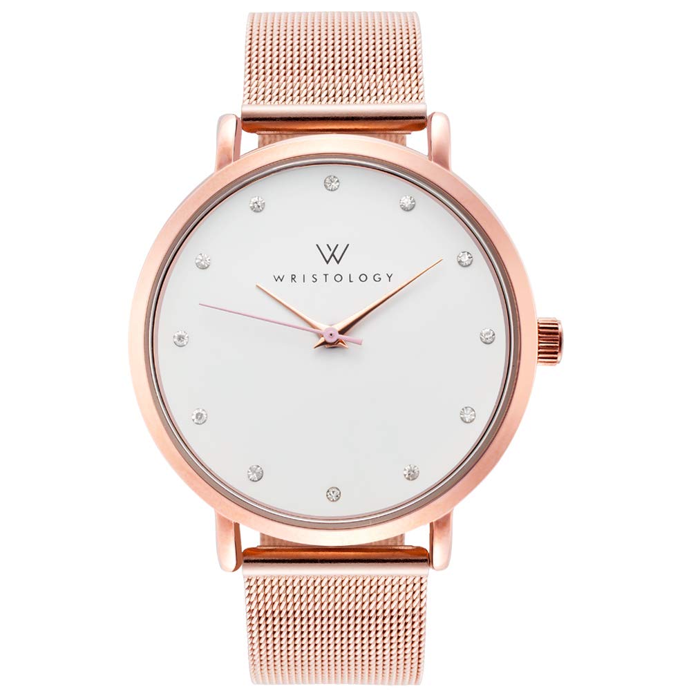 Wristology Olivia - 5 Options - Womens Watch Crystal Rose Gold Boyfriend Ladies Stainless Steel Metal Mesh Strap Band