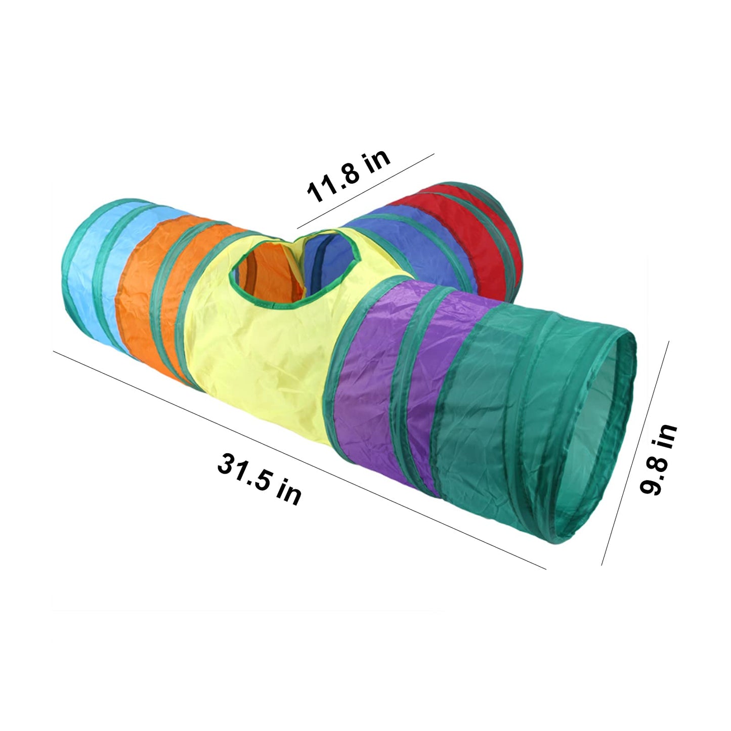 32Pcs Cat Toys Kitten Interactive Pet Toys Assortments, Foldable Rainbow Tunnel, Teaser Wand Fluffy Mouse Crinkle Balls Bell Play for Puppy Kitty (3 way)