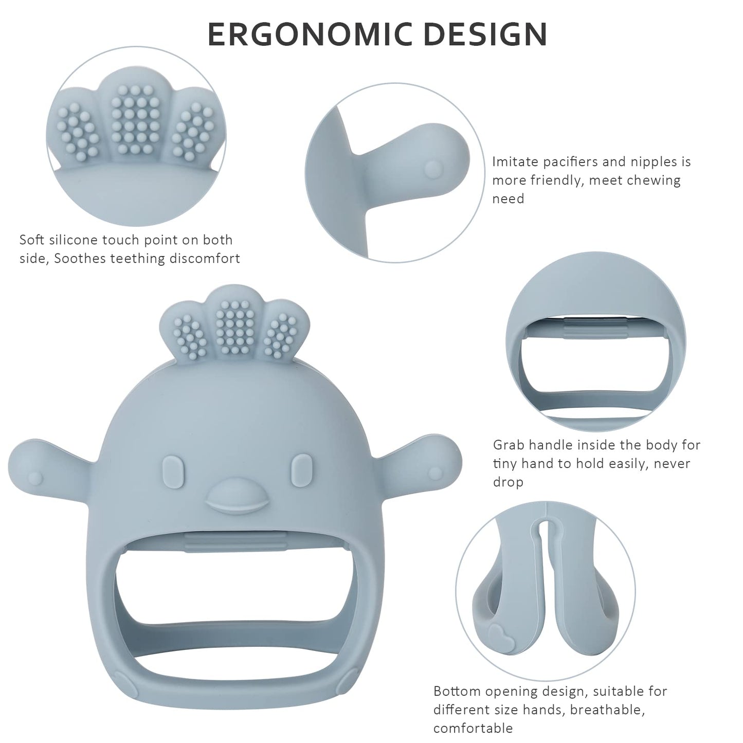 Socub Silicone Baby Teether Toys for Infants 3-6 6-12 Months, BPA Free Anti-Drop Silicone Mitten Teething Toy, Baby Chew Toys for Sucking Needs, Newborn Essentials & Baby Shower Gifts Girls(Dark Pink)