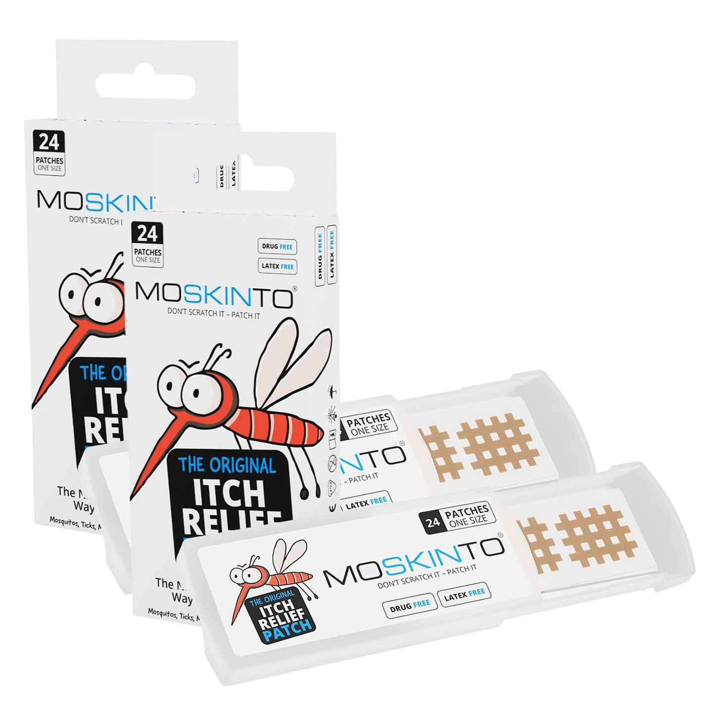 Moskinto The Original Mosquito Itch Relief Patches for Kids & Adults, Bug Bite Patches Soothe Swelling & Itching, Anti Itch Bug Bite Relief, Suction Tool Alternative, Family Pack, 42 Count