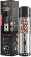 Kochnors USB Rechargeable Pepper Grinder, Gravity Electric Pepper Grinder with 6 Level Adjustable Coarseness, One Handed Operated Salt and Pepper Grinder for Kitchen, Restaurant and BBQ