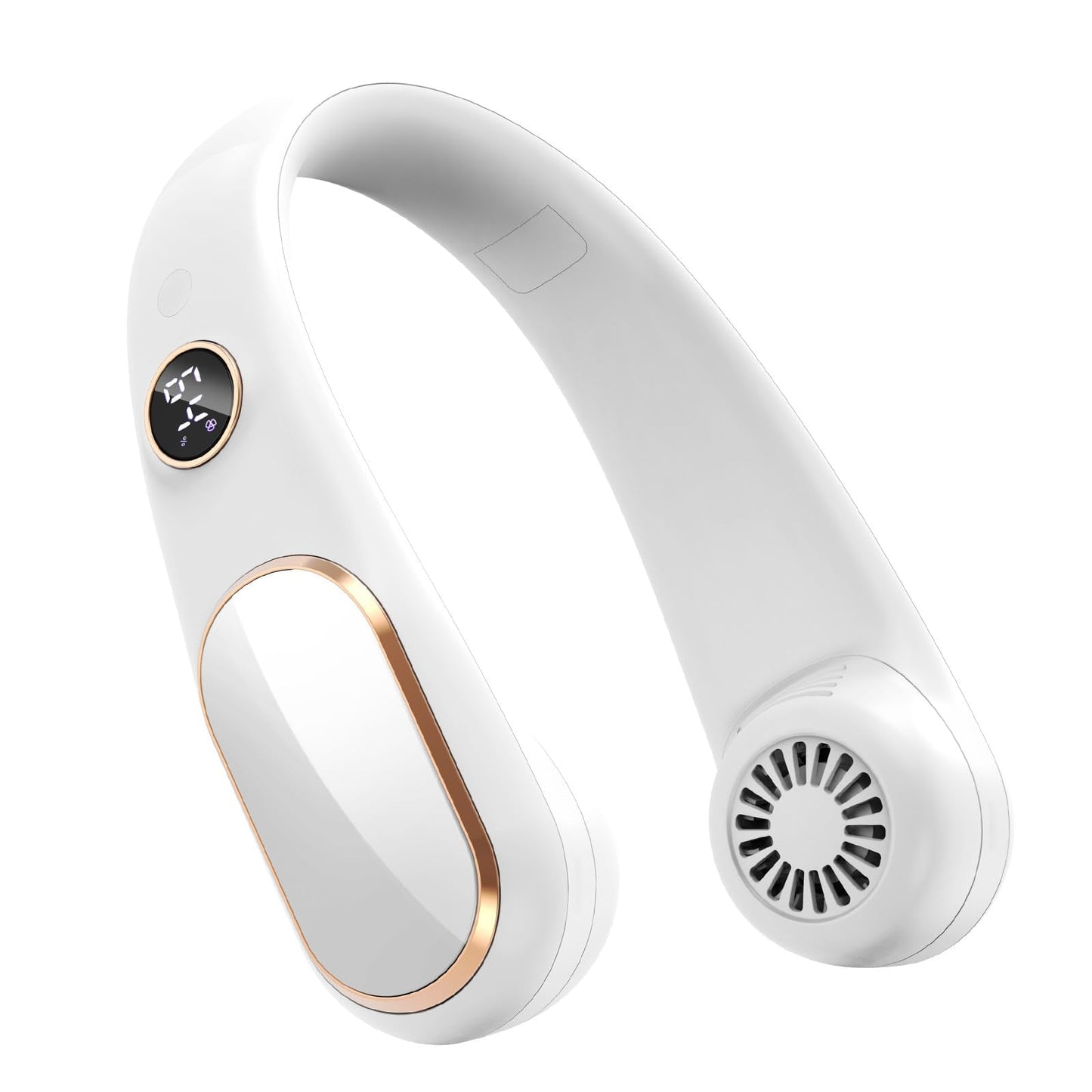 SLENPET Neck Fan, Rechargeable Personal Portable, Hands Free wearable Battery Operated 5 Speeds, USB Neck Cooling for Indoor Outdoor, Adjustable Width Fit, Digital Display, 4-12 Hours, White