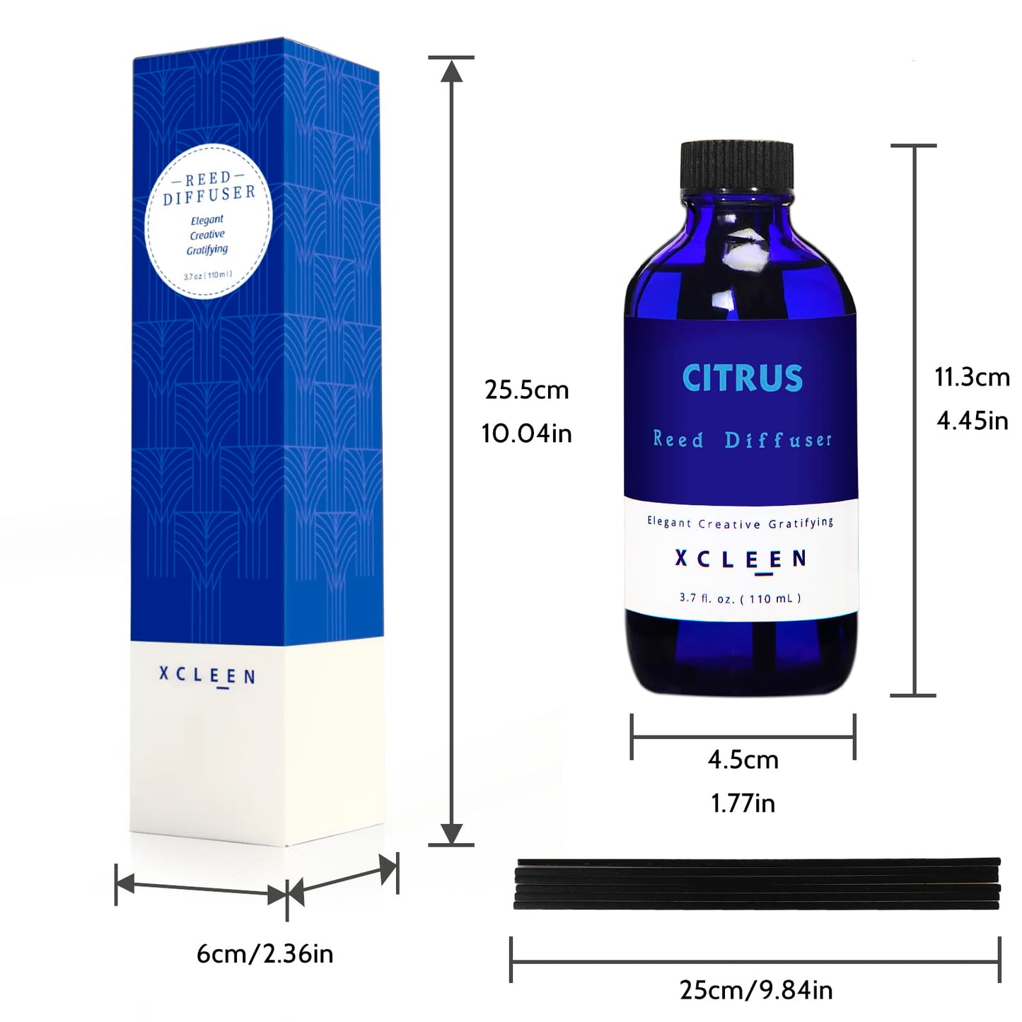 Xcleen Citrus Scented Reed Diffuser, Orange, Lime & Lemon Oil Reed Diffuser, Real Citrus! Holiday Home Fragrance for Bathroom Office Decor