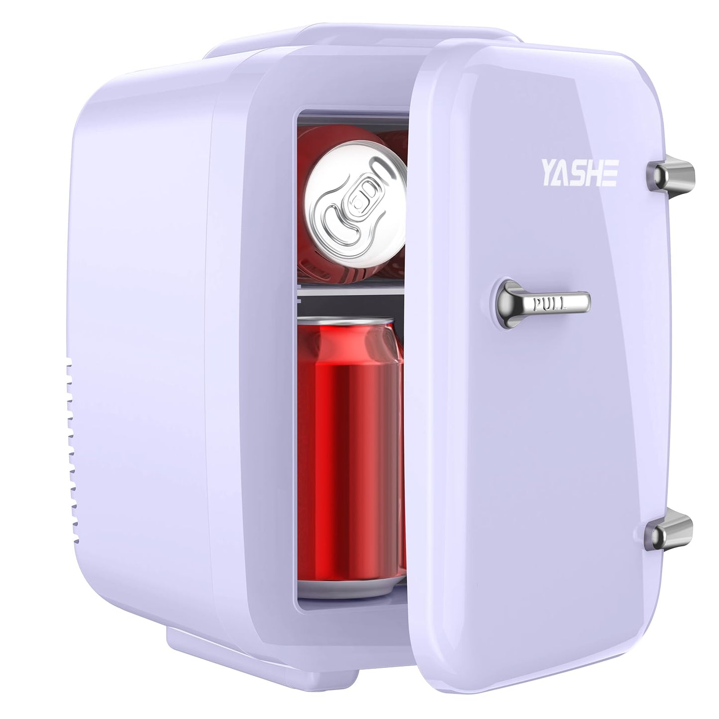 YASHE Mini Fridge, 4 Liter Makeup Fridge, 110V AC/ 12V DC Thermoelectric Cooler and Warmer Small Fridge for Bedroom, Drink, Dorm, Car, Purple