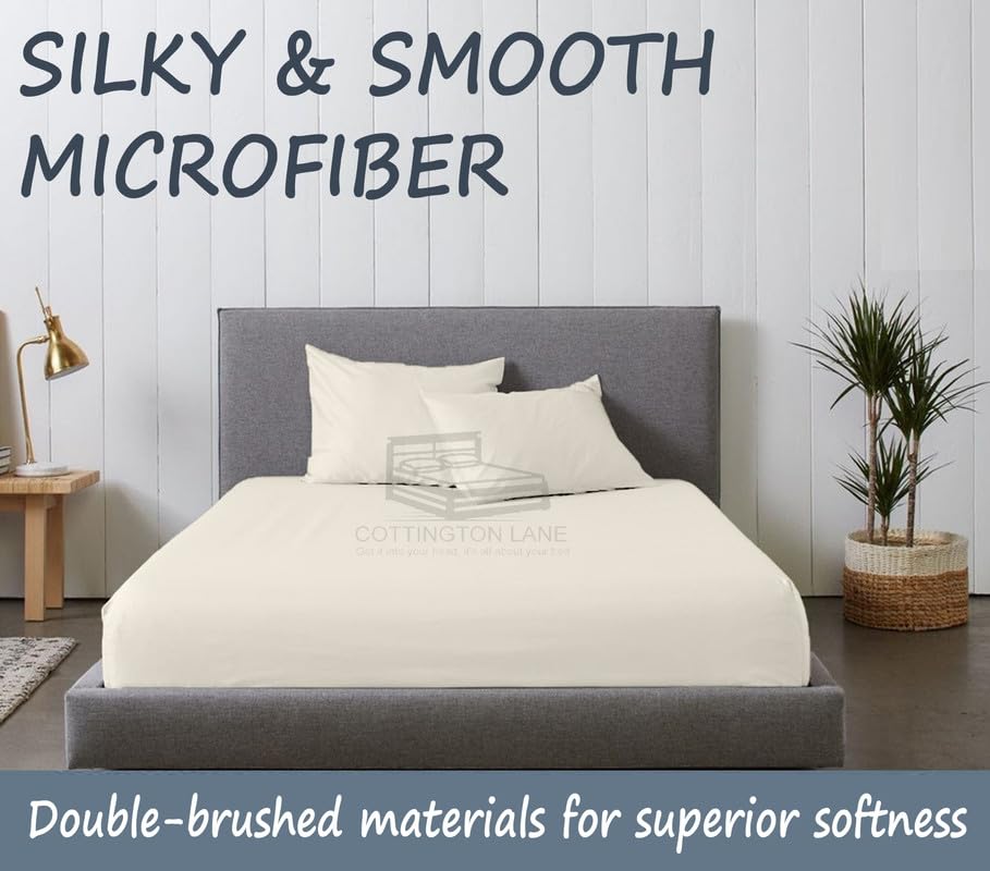 Cottington Lane 1 Piece Full Size Fitted Sheet Only, Premium Hotel Quality Brushed Microfiber 15 Inch Deep Pocket Bottom Sheet, Ultra Soft, Breathable & Durable, Ivory