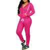 CLOCOR Sweat Suits for Women Set - Long Sleeve Casual Pullover Hoodie Solid Color Sport Tracksuit with Pocket Rose Red 2XL