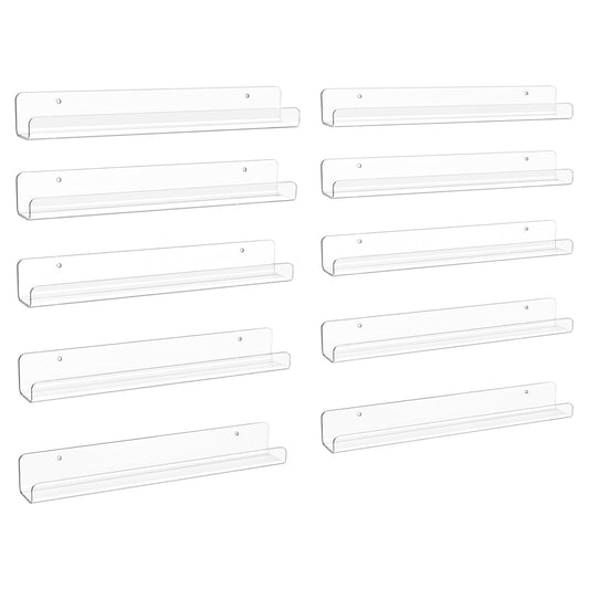 upsimples 8 Pack Vinyl Record Wall Mount Shelves, 12" Vinyl Holder for Album Record Storage & Display, Clear Acrylic Floating Shelves for Wall Decor, Kids Bookshelf, Magazine Rack, Picture Ledge