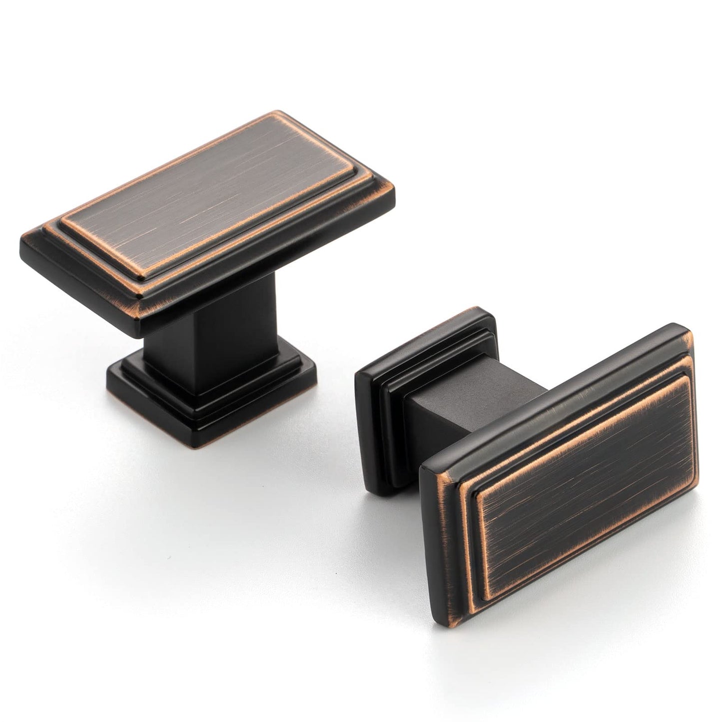 ASKANO 10 Pack 1-1/2 Inch Oil Rubbed Bronze Cabinet Knobs Brushed Bronze Drawer Knobs Rectangular Bronze Cabinet Pulls, ZK2206 Kitchen Hardware for Cabinets Drawers Bedroom Dresser Cupboard Bathroom