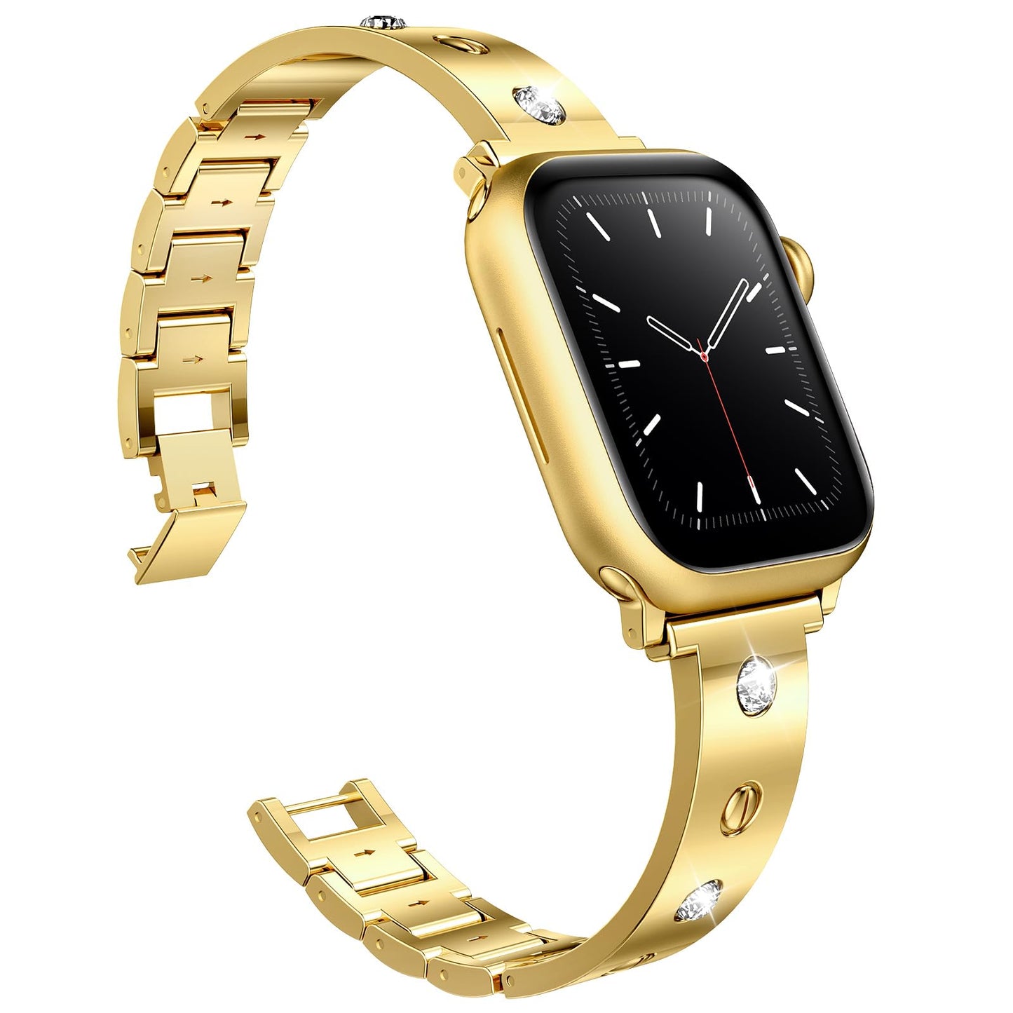 Mosonio Dressy Jewelry Bracelet Bands Compatible with Apple Watch Band 42mm(S10) 41mm 40mm 38mm for Women, Cute and Stylish Diamond Metal Strap for iWatch Series 10 9 8 7 6 5 4 3 2 1 (Gold)