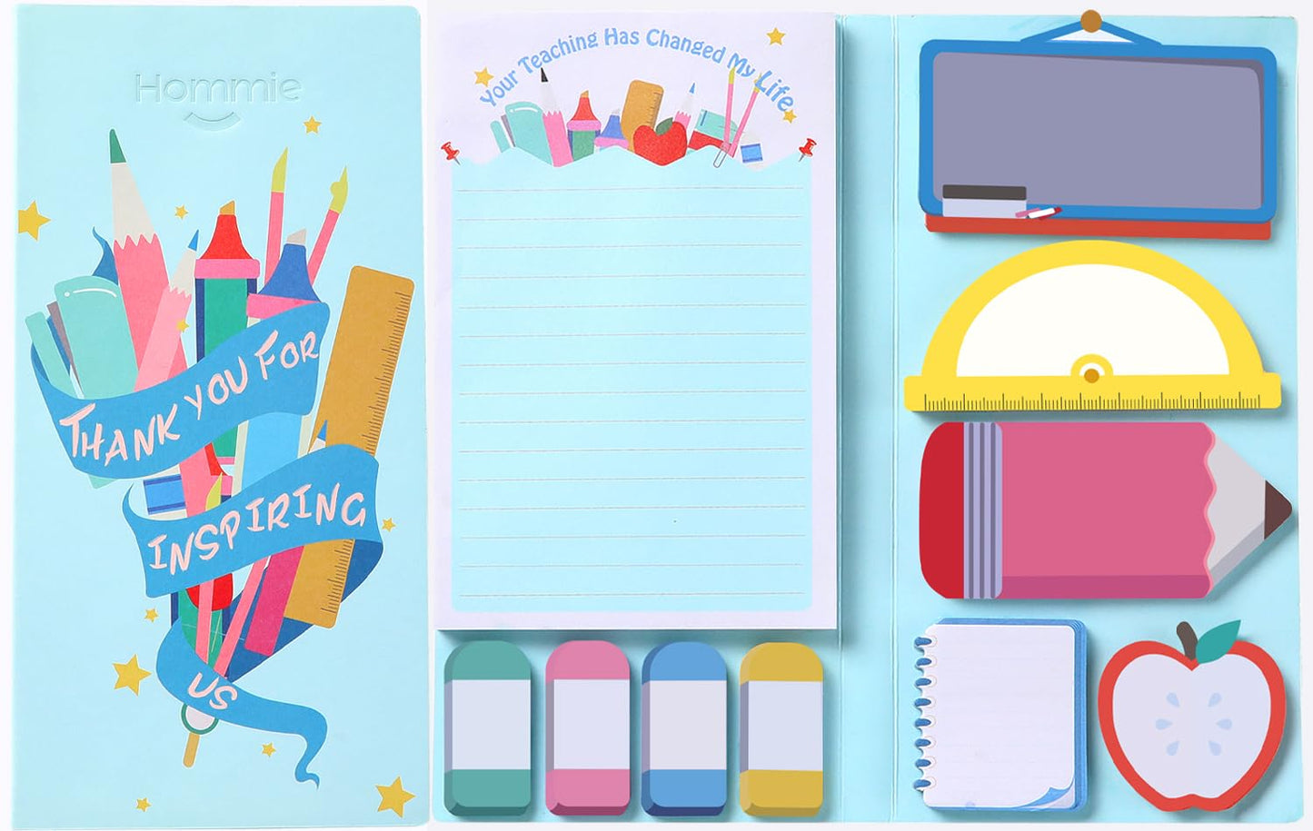 Hommie Sticky Notes Set Tabs 410 Pack Color Pads Divider Sticky Notes with Bookmark Index for School Supplies, 60 Ruled, 40 Per Dotted, 60 Per Rectangular, 6x25 Index Tabs