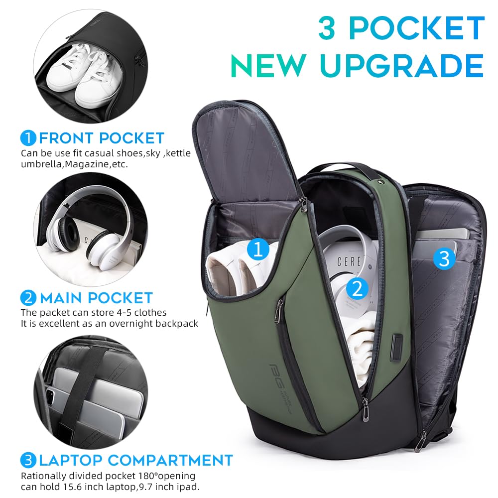 BANGE Business Smart Backpack Waterproof fit 15.6 Inch Laptop Backpack with USB Charging Port,Travel Durable Backpack