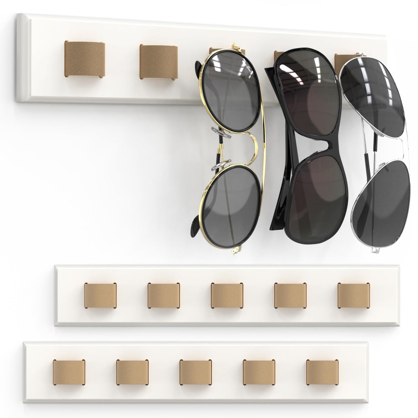 3 Pack Sunglass Organizer, Wall Mounted Sunglasses Organizer, Wooden Glasses Holder Sunglass Holder, Sunglasses Rack for Hanging Your Multiple Eyeglasses, for Wall, Home Decor(Dark Grey)
