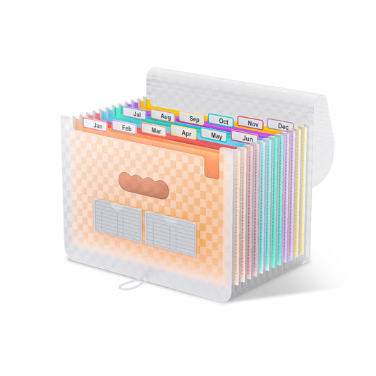 ThinkTex Accordion File Organizer, 12 - Pocket Expanding File Folders for Paper Receipts, Bills&Taxes Organizer, Letter/A4 Size Document Holder for School, Office, Home with Colorful tabs - Green