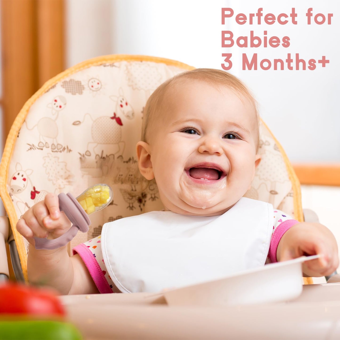 Socub Silicone Baby Fruit Food Feeder & Baby Food Freezer Tray Set, Milk Popsicle Molds for Baby Teething Relief, Baby Food Pacifier Feeder for Infants Self Feeding, Include 3 Sizes Food Pouch