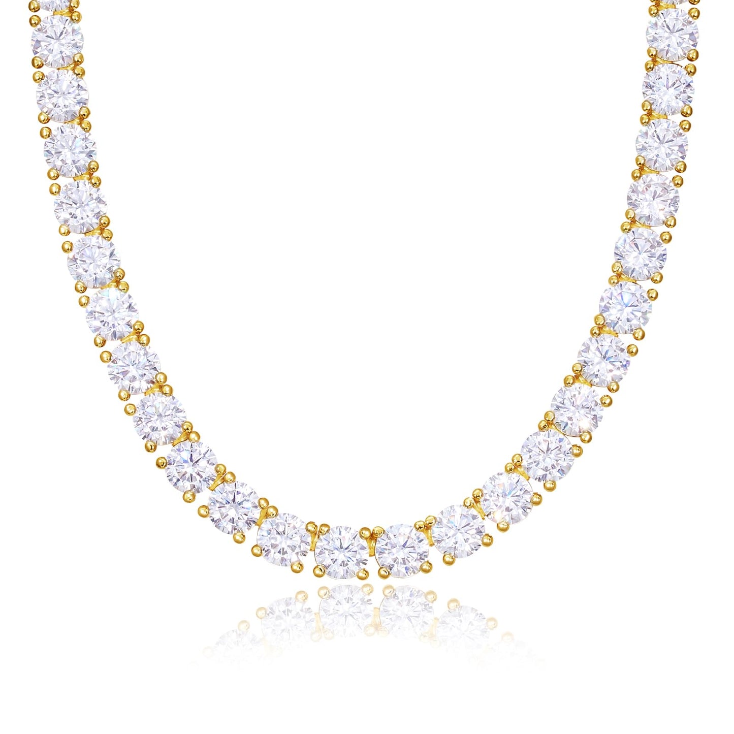 KissYan Tennis Necklaces for Women Men, 14K Gold/Silver Plated Simulated Diamond Chain Round Cubic Zirconia Choker Dainty Jewelry Gift