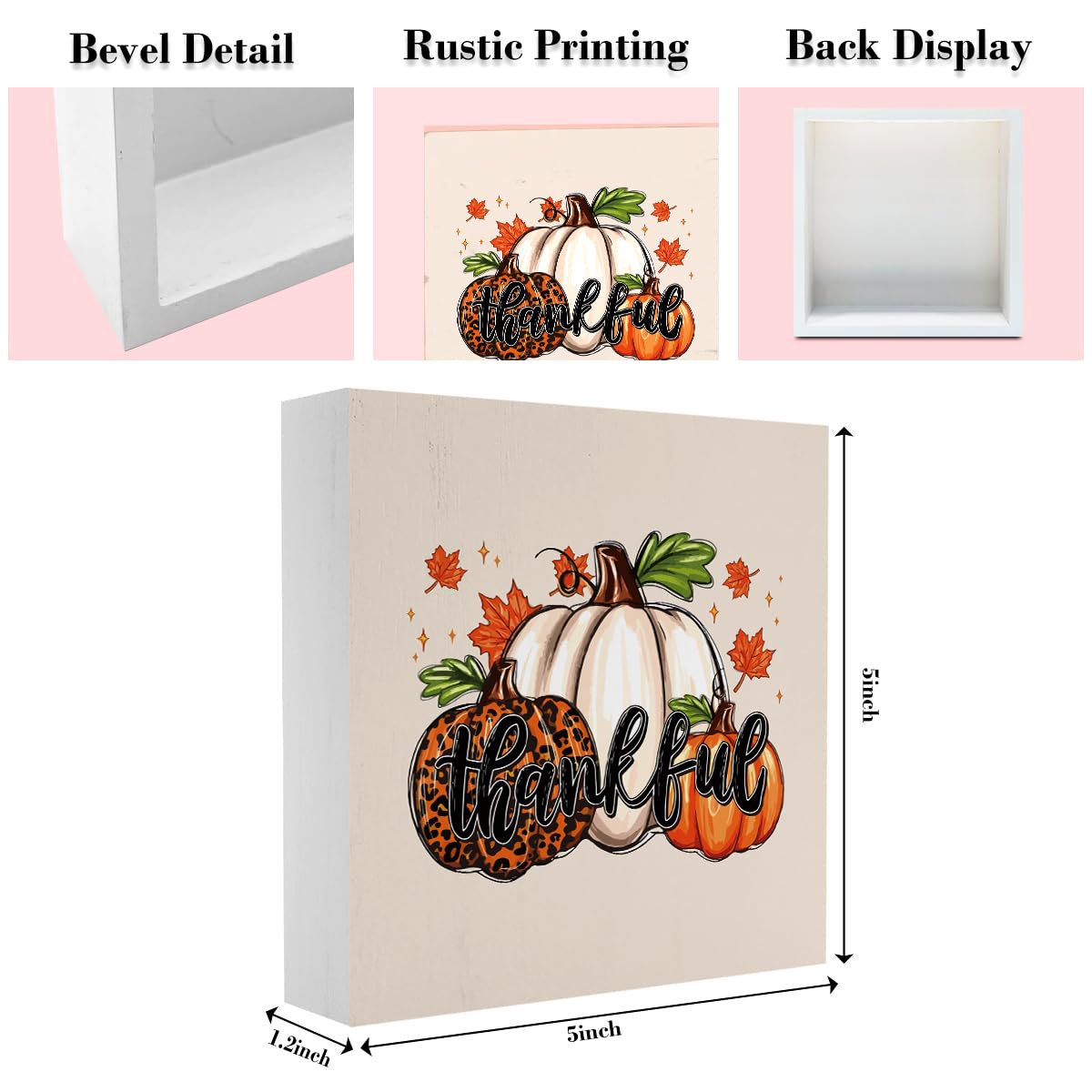 Cute Thankful Fall Decor Thanksgiving Fall Decorations for Home Office Autumn Pumpkin Decor Funny Autumn Decorations for Desk Table 5 x 5 inches