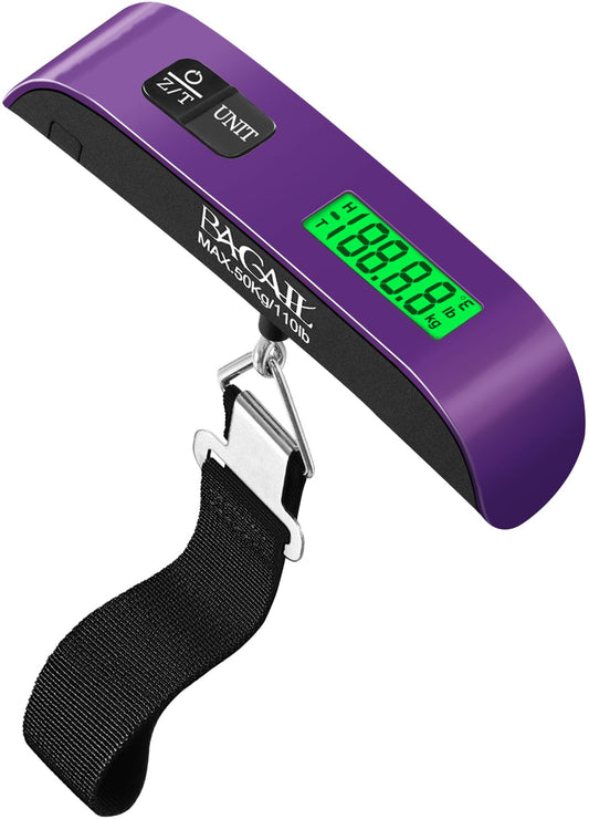 BAGAIL Digital Luggage Scale, 110lbs Hanging Baggage Scale with Backlit LCD Display, Portable Suitcase Weighing Scale, Travel Luggage Weight Scale with Hook, Strong Straps for Travelers