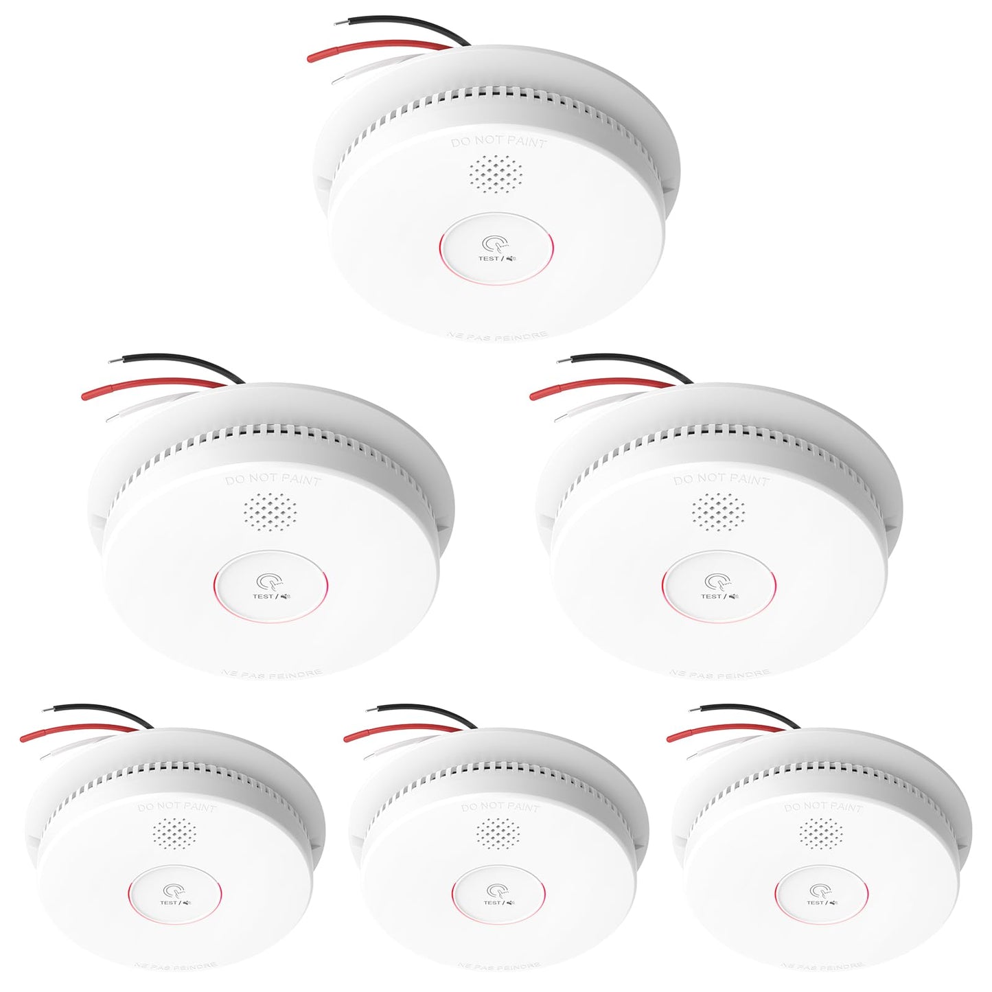 Siterlink Hardwired Interconnected Smoke Detectors,Photoelectric Smoke Alarm with 9V Battery Backup,Test/Silence Button, Hard Wired Fire Alarm for Home GS562A 6pack