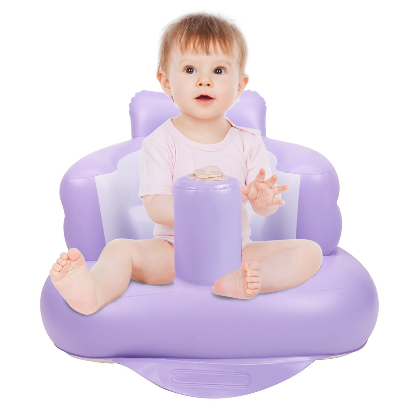 Inflatable Baby Chair, Inflatable Baby Seat for Babies 3 Months and Up, Summer Blow Up Chair with Built in Air Pump, Infant Floor Seats for Learning to Sit, Palying, Camping, Tulip