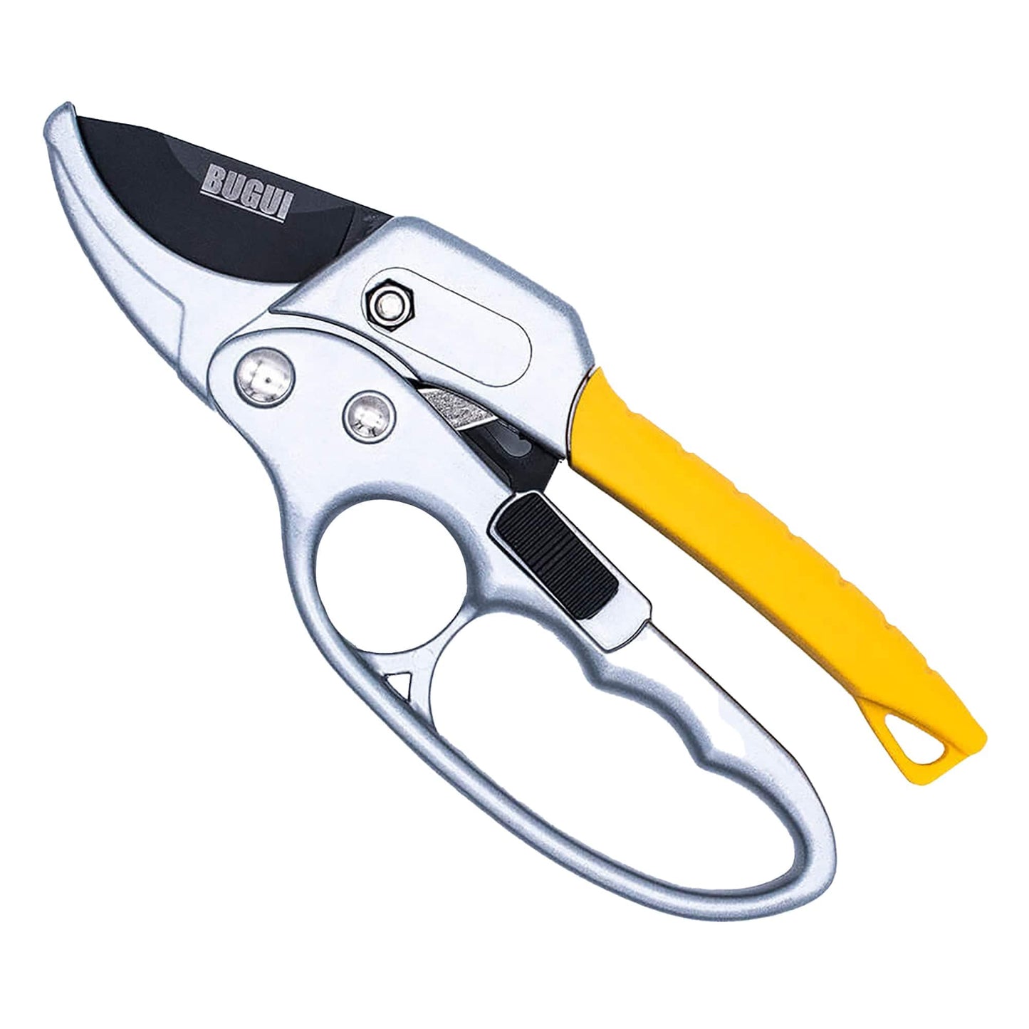 BUGUI 8" Ratchet Pruning Shears, 5 Times Cutting Power Than Normal Garden Scissors, Labor-Saving Design for Arthritis Weak Hands
