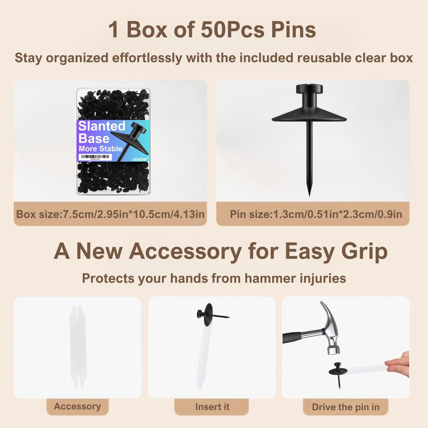 OIAOIW 50pcs black thumb tacks for wall picture hangers heavy duty push pins for wall double headed thumbtacks for hanging metal wall tacks wall pins nails hooks