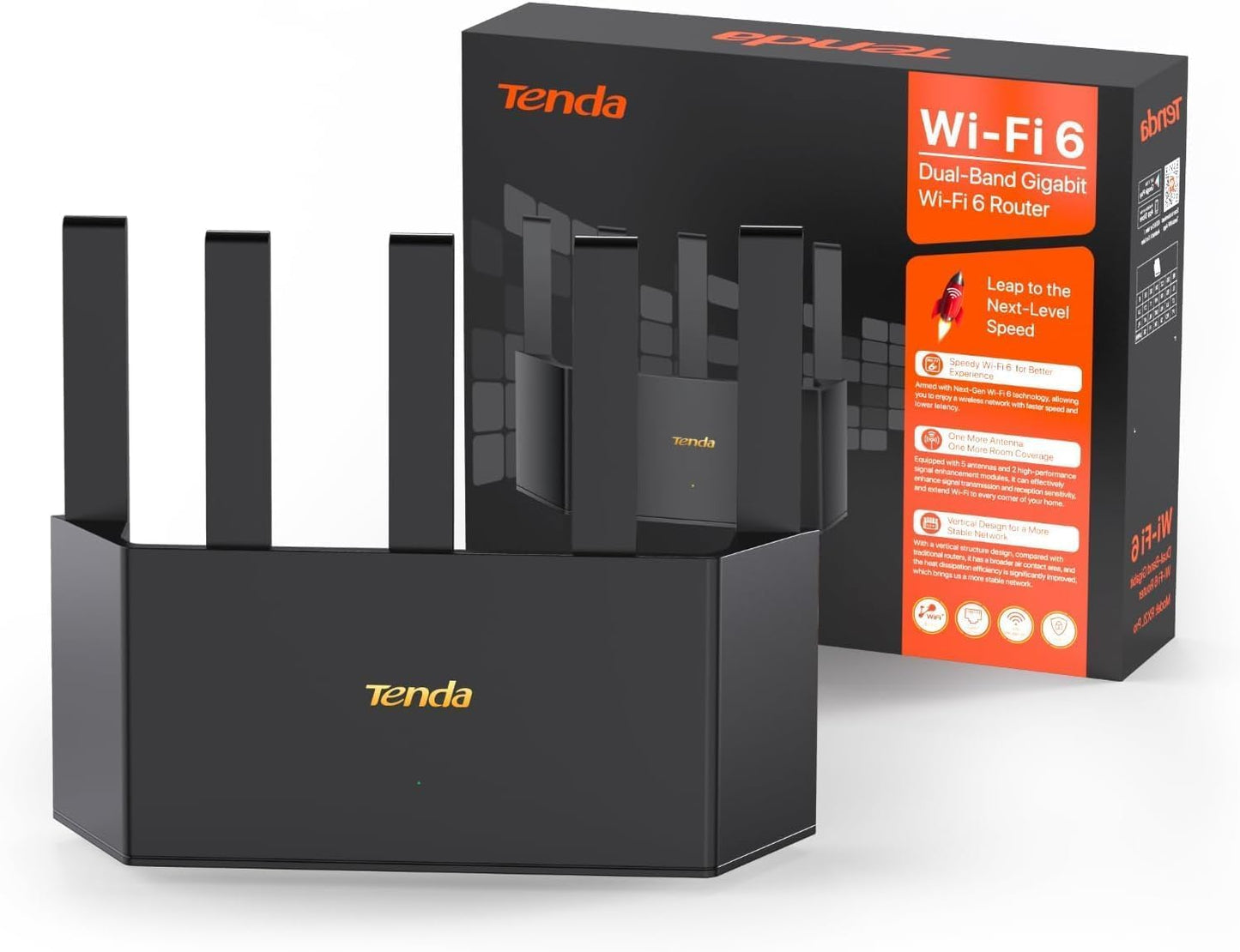 Tenda AX1500 WiFi 6 Router โ Dual Band Gigabit Wireless Internet, 4XGE Ports, VPN, Easy Setup, Parental Controls, Access Point Mode, IPv6, WPA3(RX2L Pro)