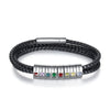 Personalized Mens Braid Bracelet Custom Bracelet with 1-8 Engraved Beads Family Names Jewelry Gifts for Men Father's day
