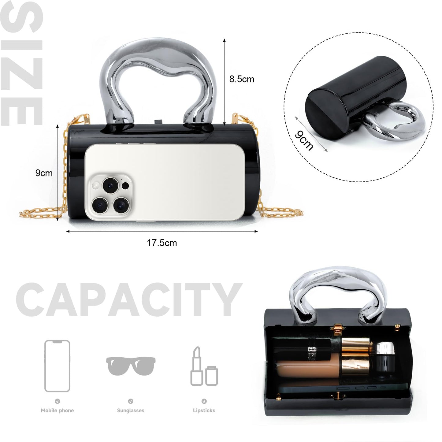 Oweisong Acrylic Handbag Tote for Women Gold Clutch Purse Top Handle Satchel Y2K Party Shoulder Bag with Top Handle 2025