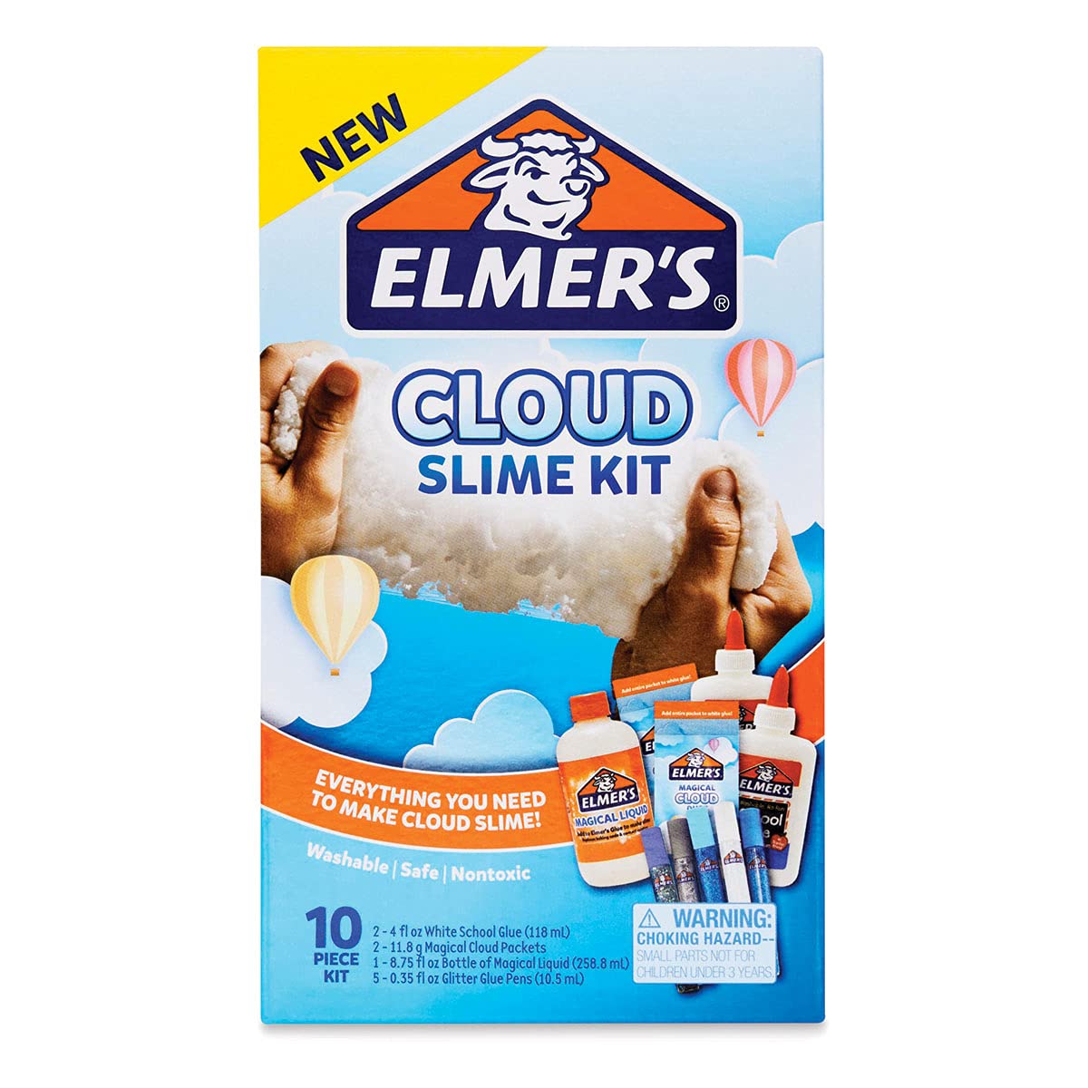 Fluffy Slime Kit, Includes Elmer’s Translucent Color Glue, Elmer’s Glitter Glue, Fluffy Slime Activator, 4 Count