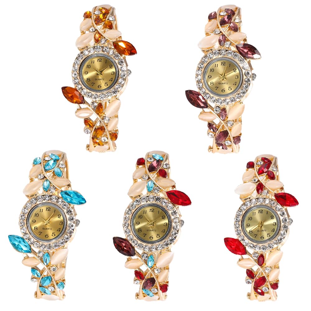 Weicam Women 5 Pack Luxury Watch Bracelet Diamond Flower Lady Retro Wholesale Wrist Watch Jewellery