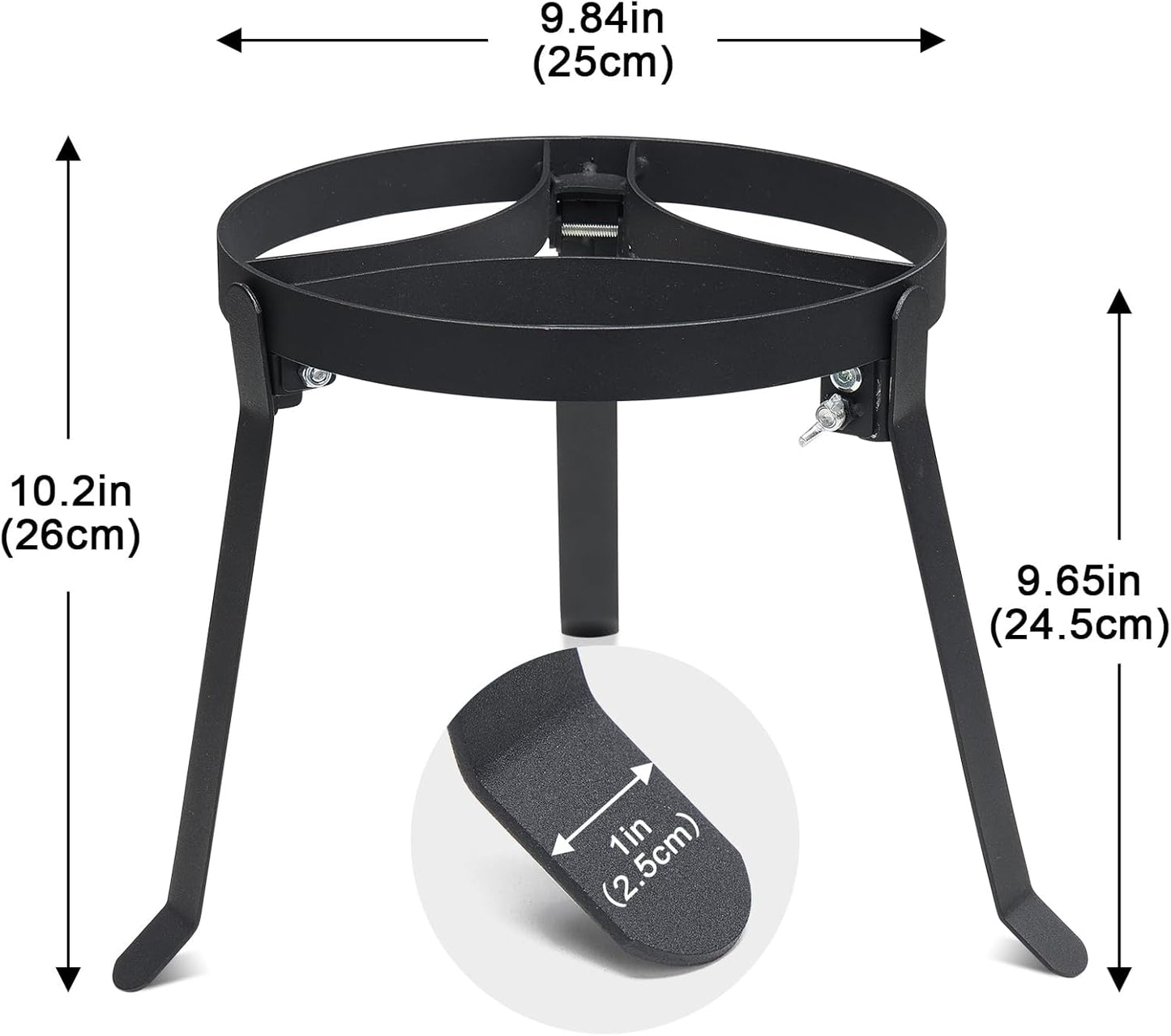 Cooking Tripod for Campfire, 9.8Inch Durable Steel Campfire Tripod for Cooking for Dutch Oven Outdoor Cooking, Foldable Fire Pit Stand with Black Heat Resistant Coating