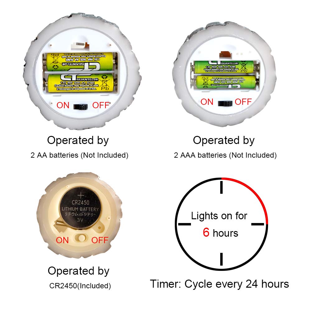 Eldnacele Christmas Flameless Flickering Candles with Timer Battery Operated Tree Shaped White LED Electric Wax Candles Warm White Set of 3 Seasonal Decoration Presents