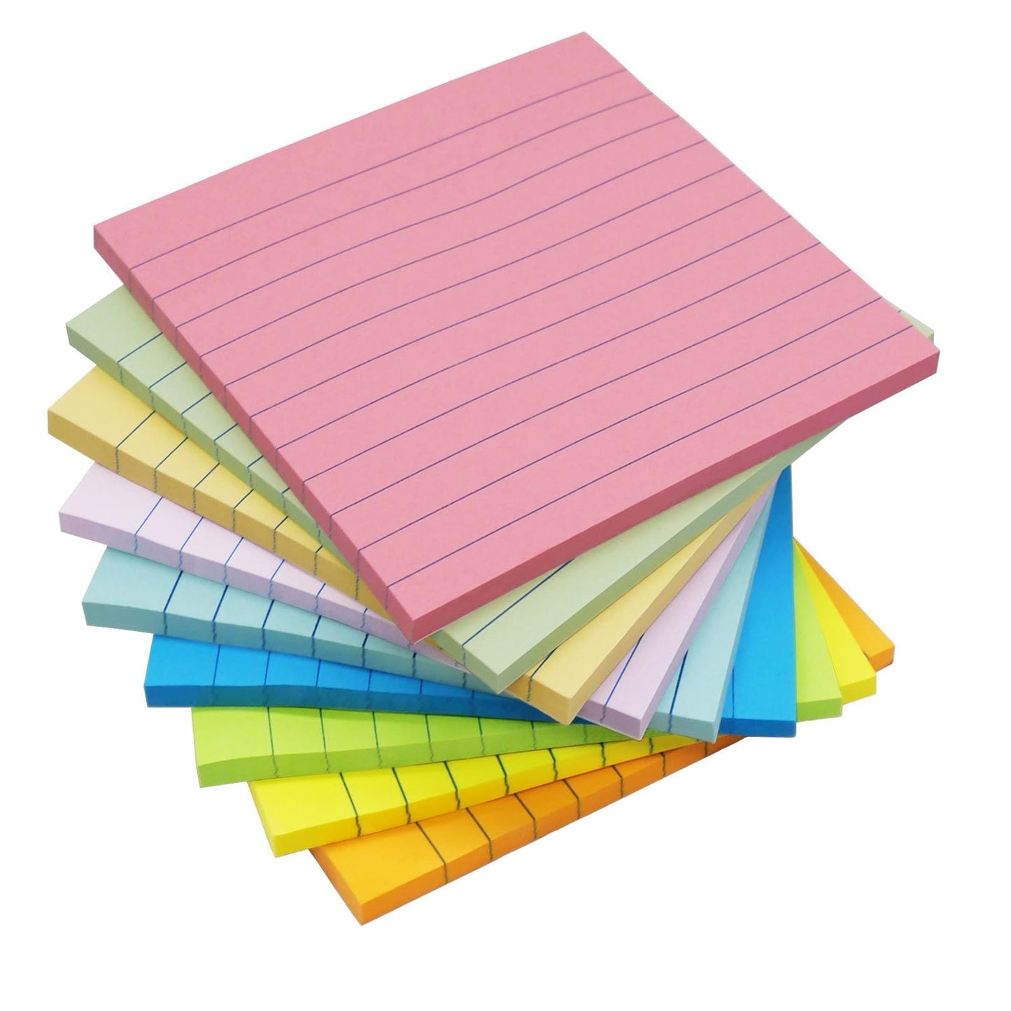 9 Pack Lined Sticky Notes 4x6 in Post Sticky Notes with Lines, 9 Bright Colors Large Ruled Post Sticky Colorful Super Sticking Power Memon Pads, for Office, Home, 35 Sheets/Pad