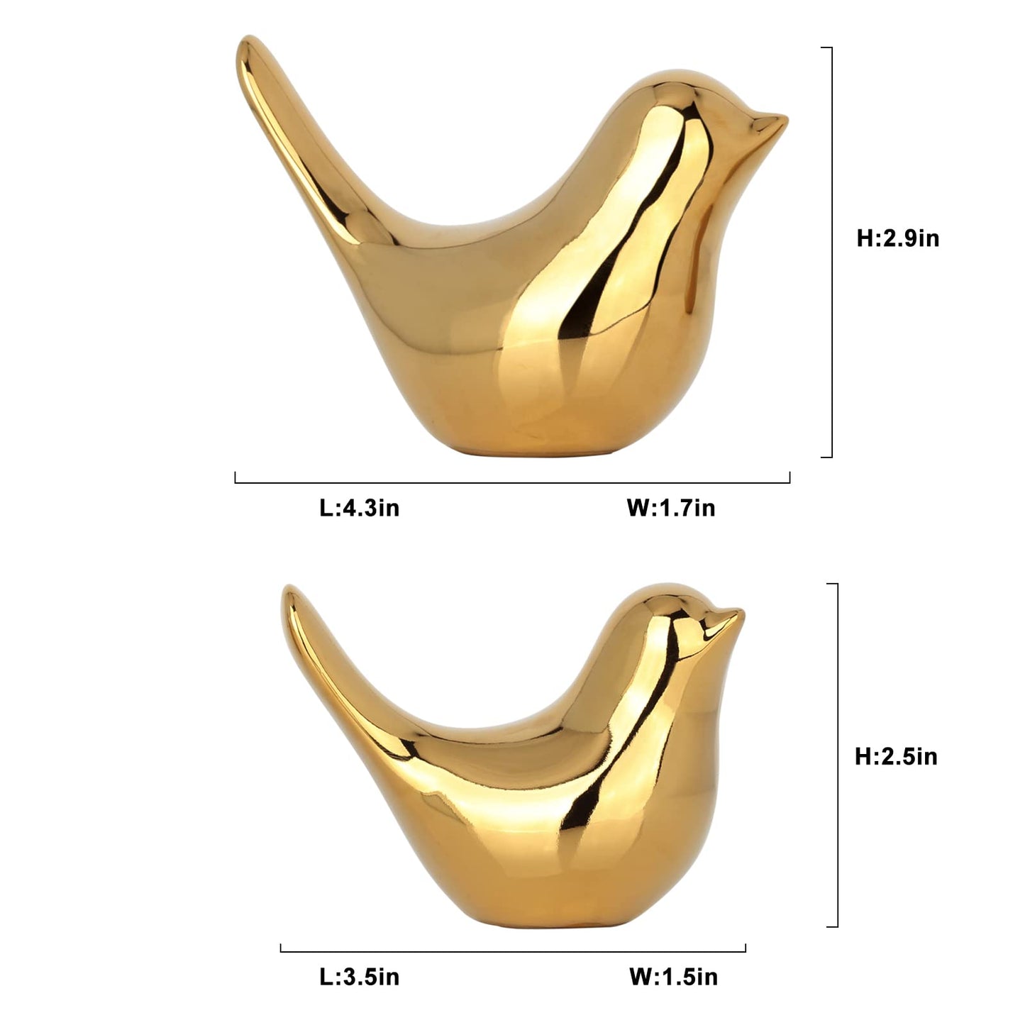XMGZQ 2 Pcs Gold Decor Accents,Small Animal Statues,Modern Home Decorative, Birds Sculpture, Ornaments for Shelf, Bookshelf, Coffee Table,Knick Knacks Home Decor for Shelves(Gold Bird)