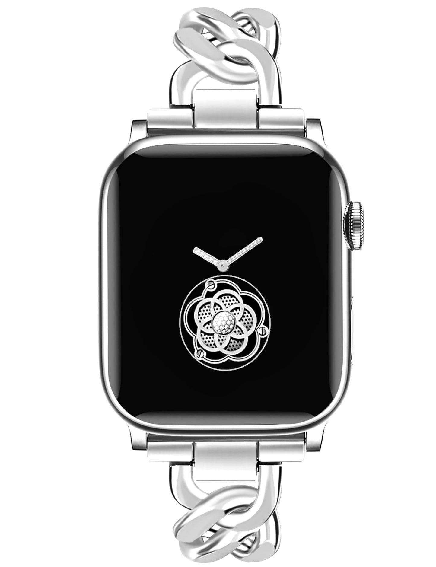 Newlibery Silver Watch Bands Women Compatible with Apple Watch 42mm(S3/2/1) 44mm 45mm 46mm 49mm Adjustable Metal Band Jewelry Chain Link Bracelet for iWatch Series 10/9/8/7/6/5/4/3/2/1/SE/Ultra